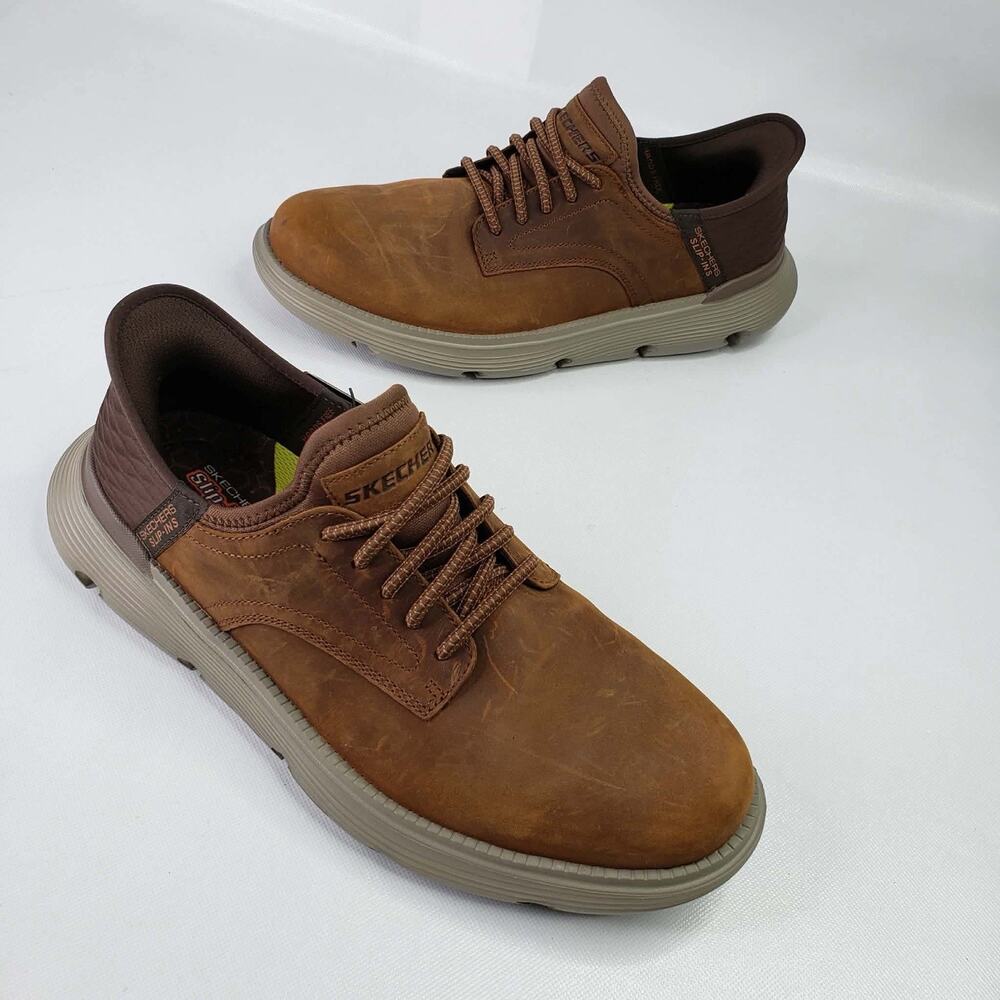 Skechers Slip-Ins Garza Gervin Brown Casual Shoes Men’s 10 Wide Leather New